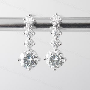 Prachtige hangende en hangende Moissaniet-oorbel | 1,3 kt + 1,3 kt ，Moissanite oorbel hanger sterlingzilver beste cadeau voor vrouw/moeder