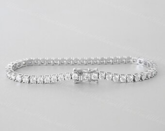 Luxury & Gorgeous Moissanite Tennis Bracelet 2/3/4/5mm Moissanite Tennis Chain for Men or Women DF Color, Sterling Silver Best Gift