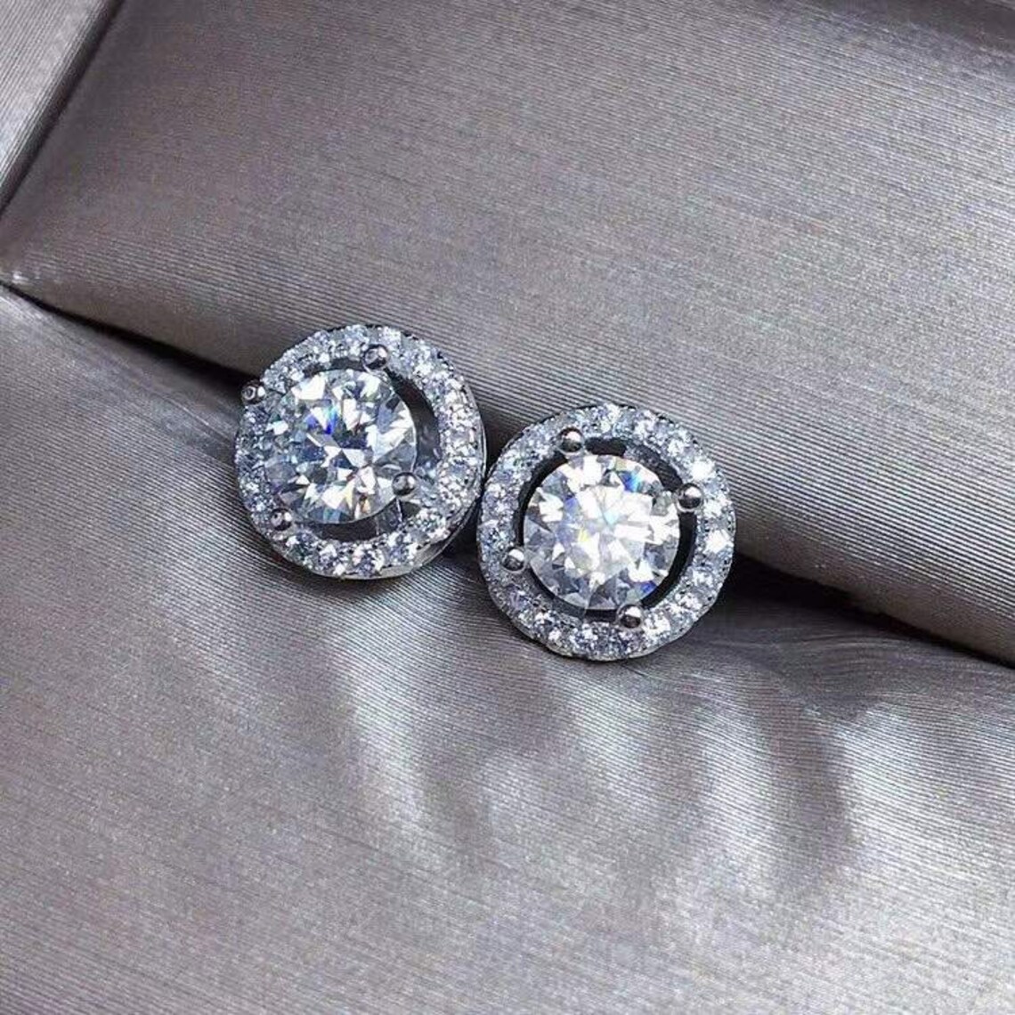 Moissanite Studs 1ct1ct Stud Earring Sterling Etsy