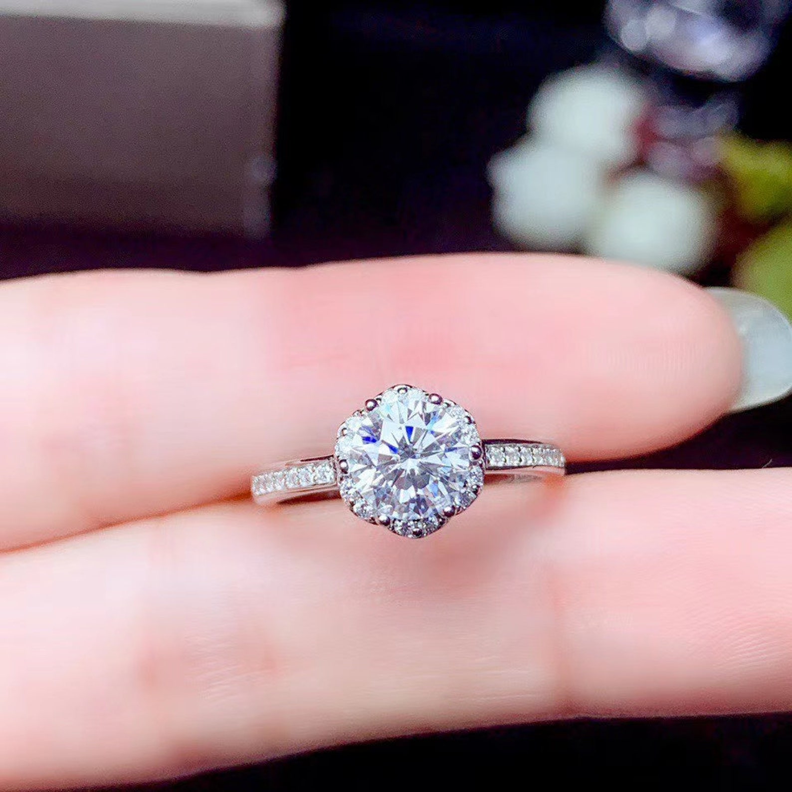 Moissanite Ring 1ct D Color VVS Brilliant Moissanite Ring Etsy