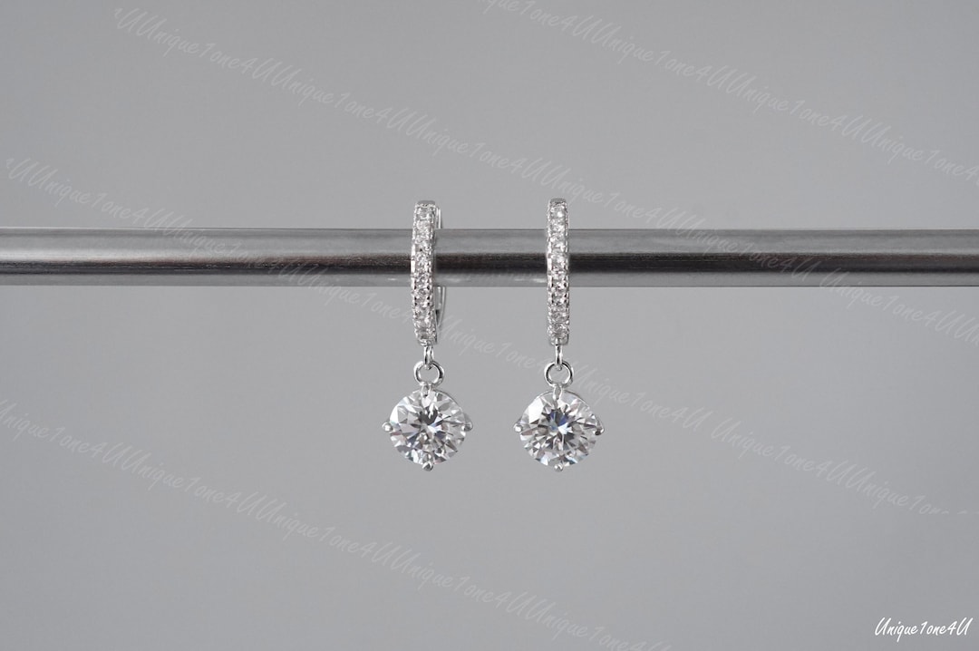 1.68 Carat Moissanite 925 Sterling Silver Drop Earrings