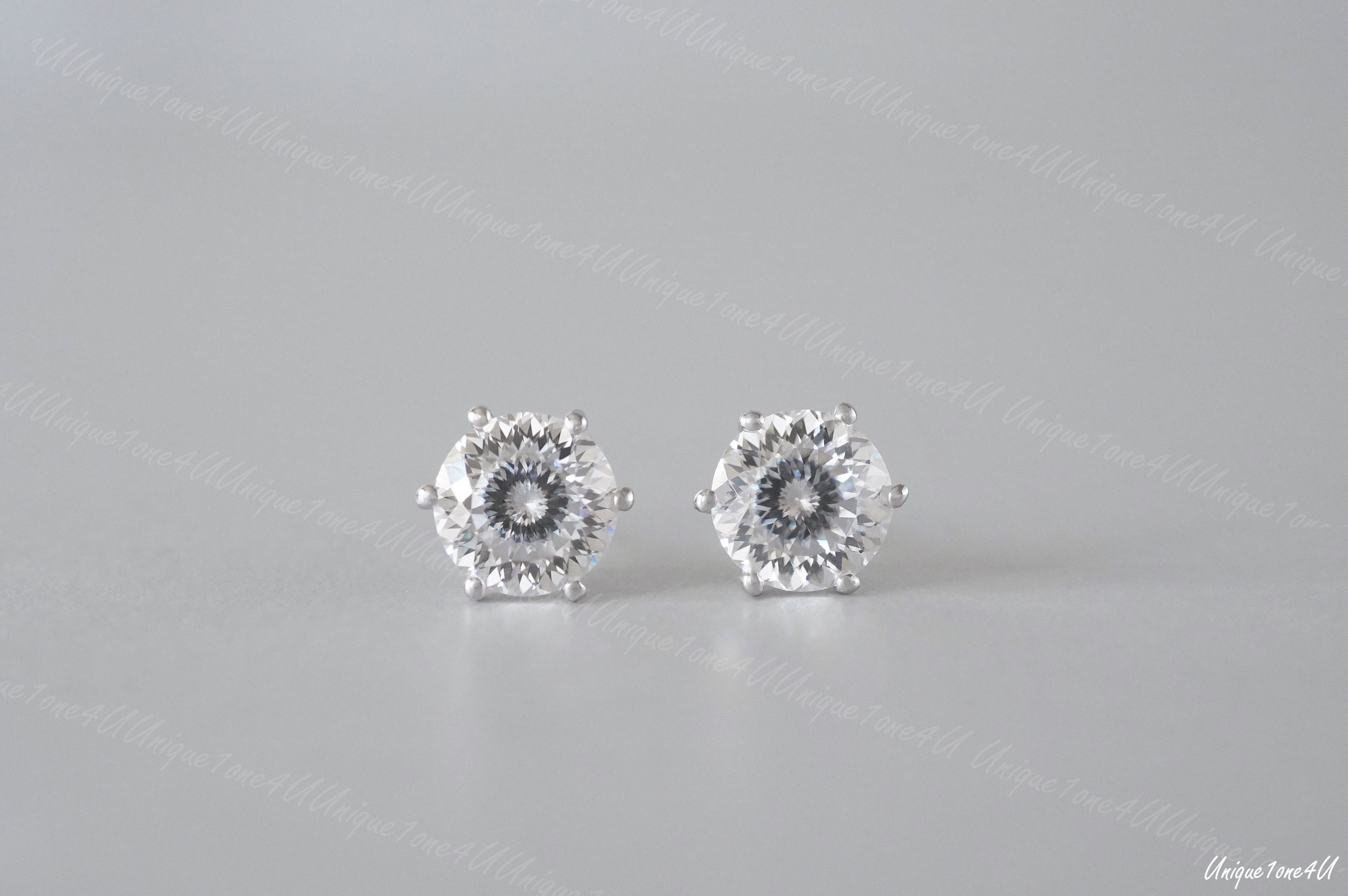 Dainty & Gorgeous Portuguese Cut / Clear / Green / Royal Blue Moissanite Stud Earring 0.3ct 0.5ct 1ct D Color Sterling Silver