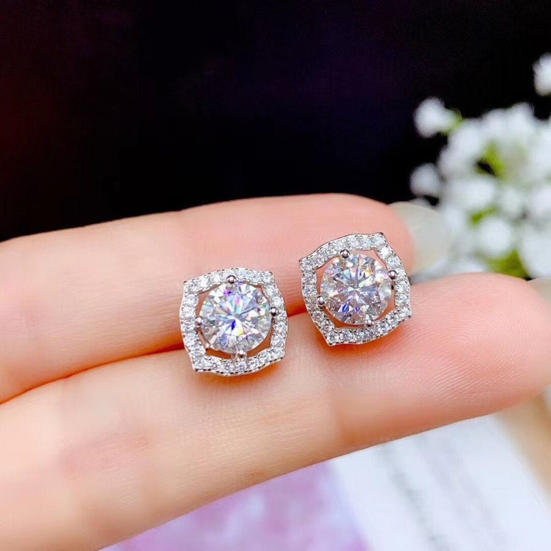 Moissanite Studs 1ct1ct Stud Earring Sterling Etsy