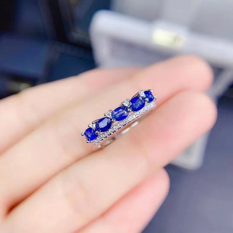Sterling silver Ring Elegant /& Dainty Sri Lankan Nature 3*4 mm Sapphire Ring Women/'s Ring\uff0cBest Gift for Her blue Gemstone Ring