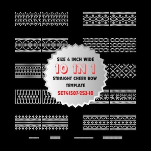 SET41507-2S3-10, Rhinestone Template Bundle 10 in 1 for 3 Inches Tailless Cheer Bow, Cricut SVG, PNG, SS10 SS16, Double Stone, Tailless