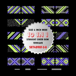 SET40907-3-8, 10 in 1 Bundle Rhinestone Template for 3&quot; Tailless Straight Cheer Bow, Cricut SVG, PNG, SS10, Cut File, HTV, Vinyl, Tailless