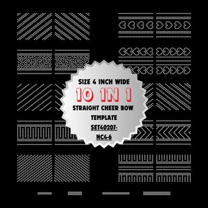 SET40207-NC4-6, 10 in 1 Bundle Cricut Rhinestone Template for 4 Inches Tailless Straight Cheer Bow, SVG, PNG, SS10, Tailless