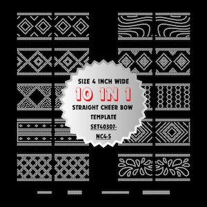 SET40307-NC4-5, 4 Inches Tailless Straight Cheer Bow Rhinestone Template Bundle 10 in 1, Cricut Compatible, SVG, PNG, Cut File