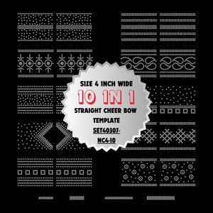 SET40307-NC4-10, 10 in 1 Bundle Cheer Bow Rhinestone Template, 4 Inches Tailless, Cricut SVG, PNG, Cut File