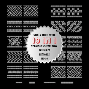 SET40307-NC4-6, Cheer Bow Rhinestone Template Bundle 10 in 1, 4&quot;, Tailless Straight, Cricut SVG, PNG, Cut File