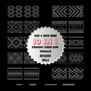 SET40207-NC4-3, Bundle 4 Inches Tailless Straight Cheer Bow Rhinestone Template, 10 in 1, Cricut SS10, SVG, PNG, Tailless