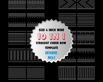 SET40107-NC4-7, 4-calowy bezogonowy zestaw szablonów z kryształkami Cheer Bow 10 w 1, zgodny z Cricut, SVG, PNG