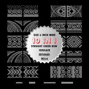 SET40407-NC4-6, 10 in 1 Bundle Cheer Bow Rhinestone Template, 4&quot;, Tailless Straight, Cricut SVG, PNG, Cut File