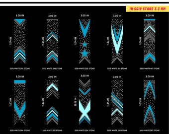 10 modèles de strass Cheer Bow avec HTV, queue en V, téléchargement numérique en strass de 3 pouces pour cricut, svg, eps, png, dxf, cdr, SS10 SET40702-1
