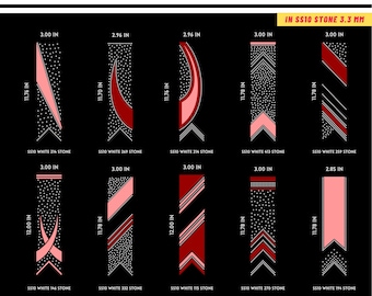 10 modèles de strass Cheer Bow avec HTV, queue en V, téléchargement numérique en strass de 3 pouces pour cricut, svg, eps, png, dxf, cdr, SS10 SET40602-1