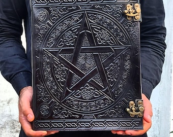 Quaderno in pelle con pentagramma fatto a mano, libro delle ombre wiccan, libro degli incantesimi, grimorio, quaderno di stregoneria, diario di magia gotica, diario,
