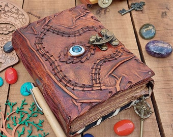 Hocus-pocus Vintage Leather journal grimoire Spell Book Third eye Magik wicca pegan Notebook for Travel Sketchbook Men Women Best Gift 7/5