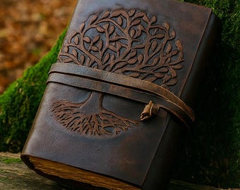 Leder Journal Baum des Lebens Leder Notizbücher für Männer Frauen - Schönes Journal Für Skizzen Reisebuch Blank Spell Grimoire Notizbuch