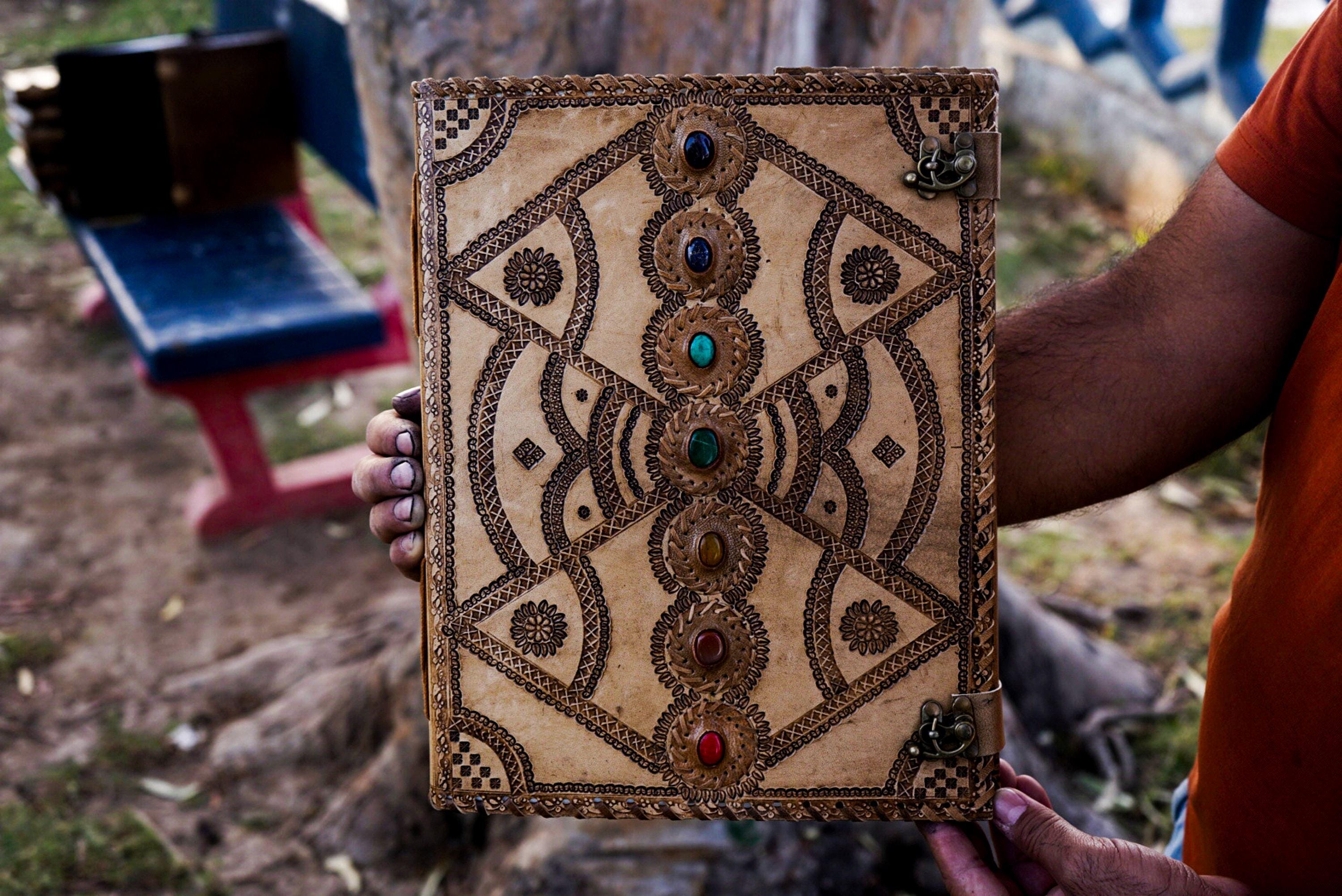 Blank Spell Book of Shadows Journal With Lock Clasp Handmade Leather ...