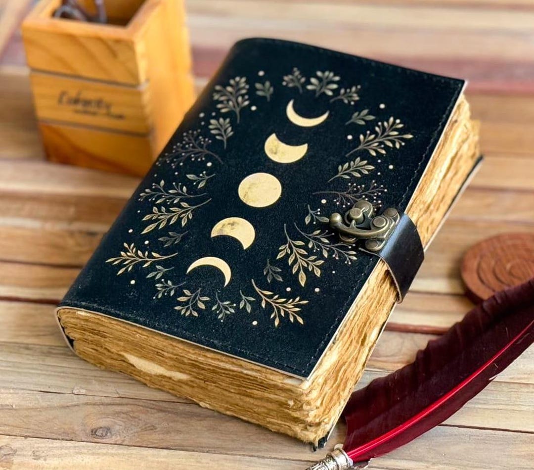Sun Moon Leather Journal for Men Women 200 Page of Antique Hademade ...