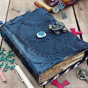 Hocus-pocus Vintage Leather journal grimoire Spell Book Third eye Magik wicca pegan Notebook for Travel Sketchbook Men Women Best Gift 7/5