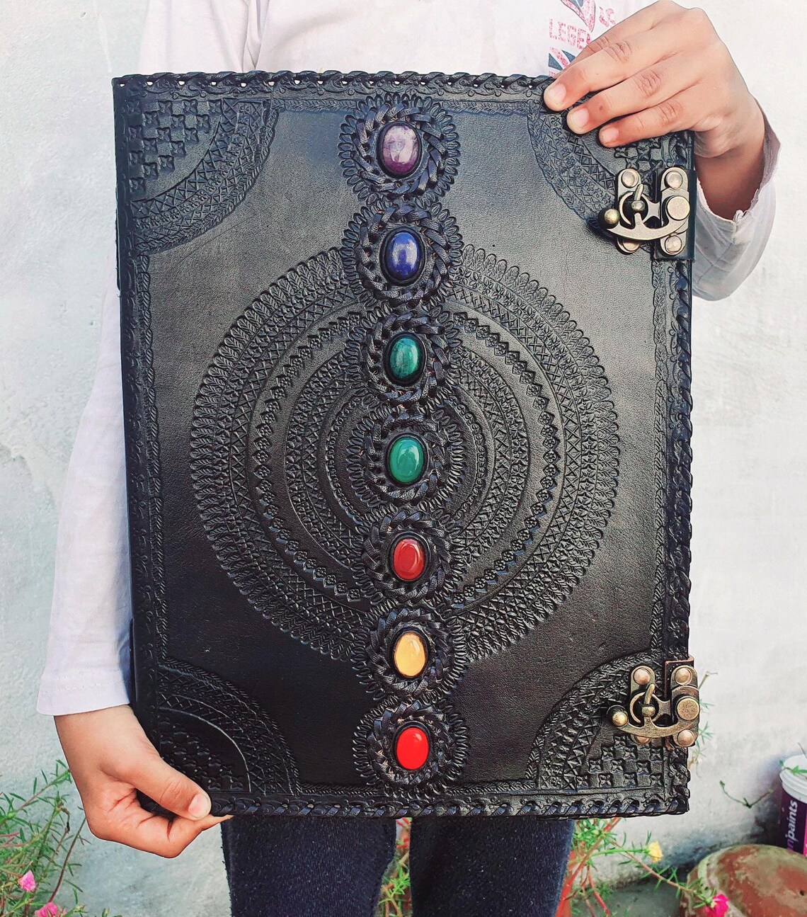 Blank Spell Book of Shadows Journal With Lock Clasp Handmade Leather ...