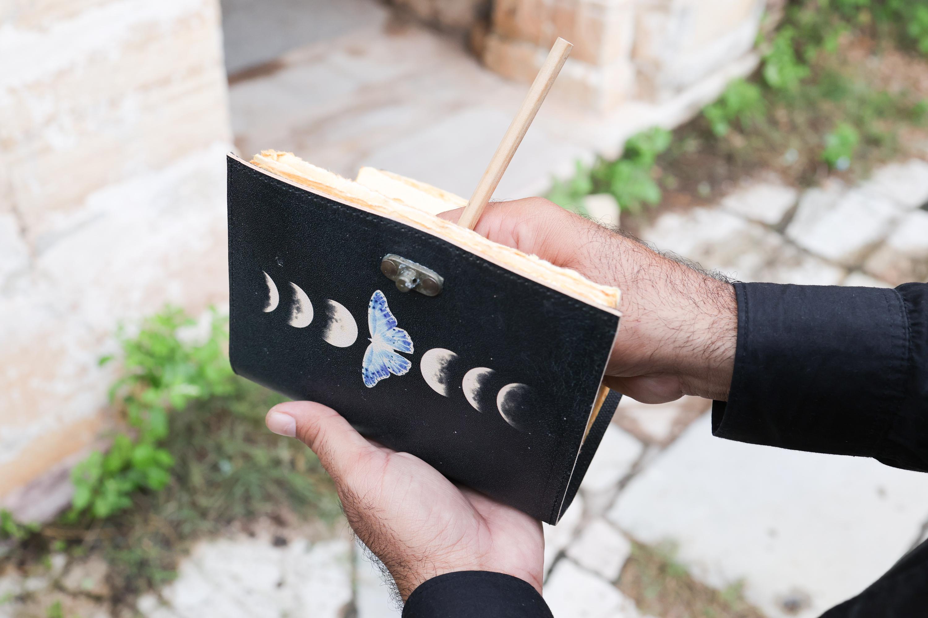 Sun & Moon Handmade Vintage Leather Journal Deckle Edge Paper, Blank ...