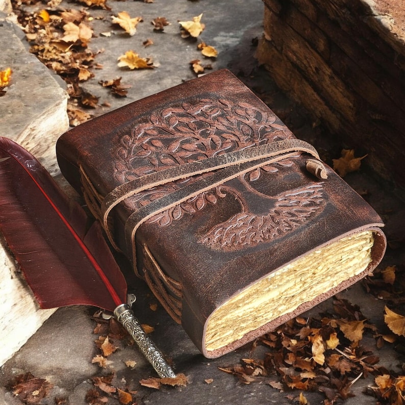 Leather Journal Tree of Life Leather Notebooks for Men Women ...