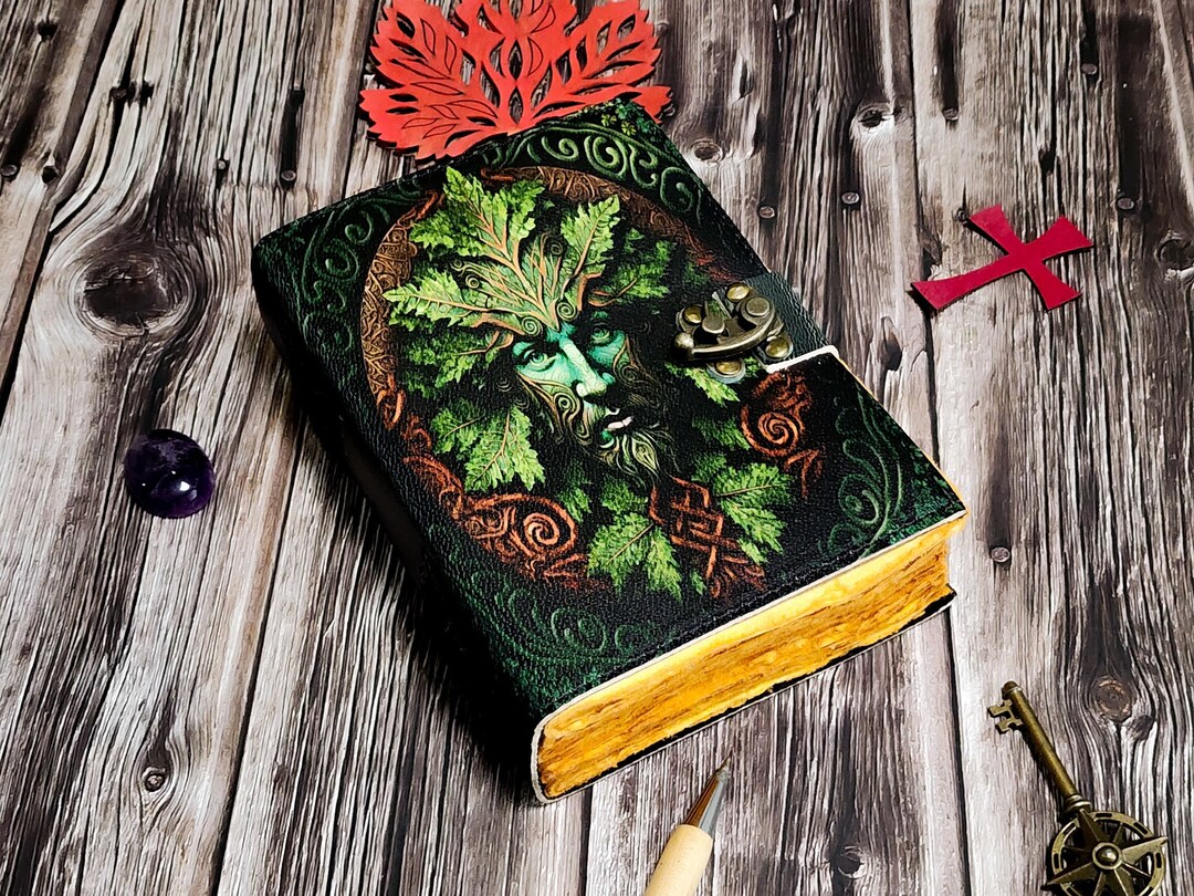 Handmade Leather Journal Tree of Life Journal Diary | Green 7/5 Tree of ...