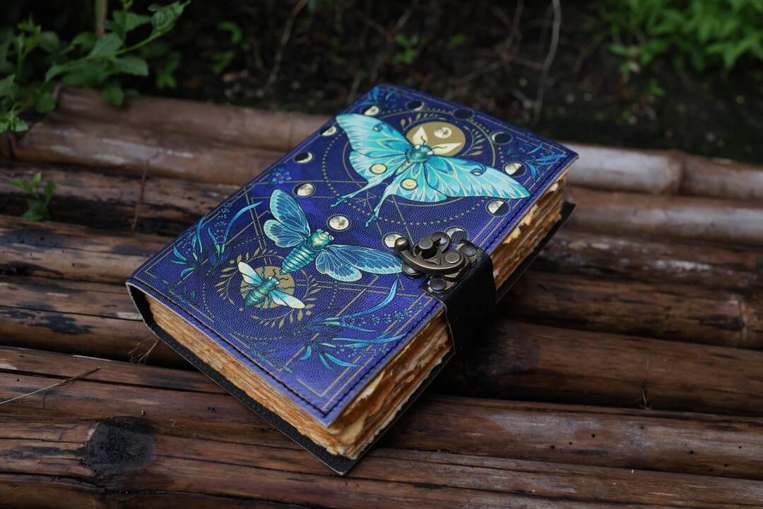 Leather Journal Butterfly Leather Writing Notebook Sketchbook Blank ...
