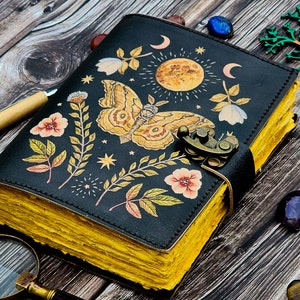 Vintage Butterfly Leather Journal Writing Notebook Sketchbook blank spell book poetry Notepad book Traveling book for Men women Gift 7/5