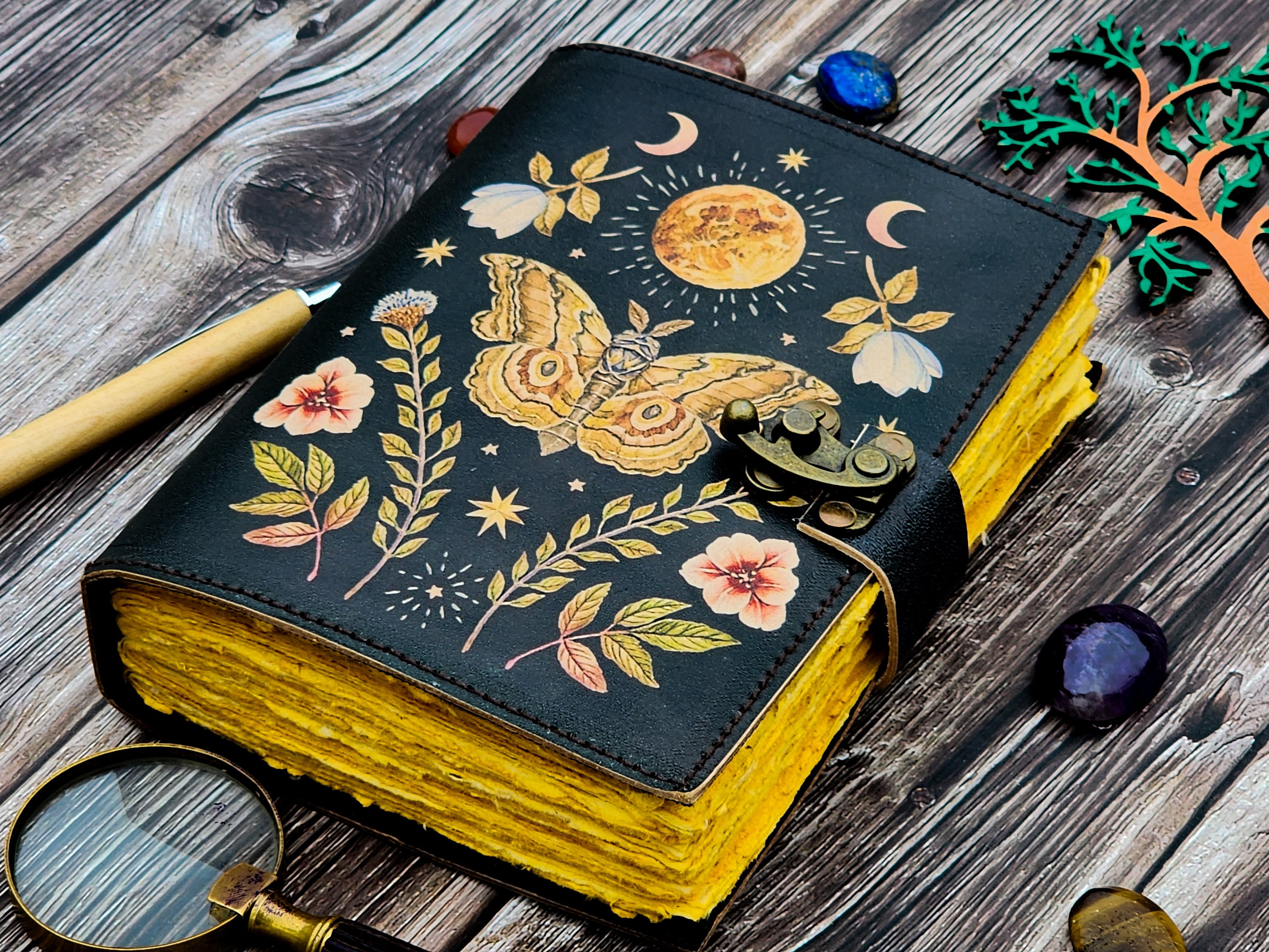 Handmade Leather Butterfly Journal – Vintage Writing Notebook With ...