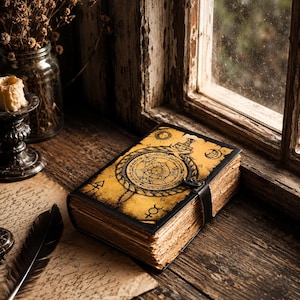 leather journal Alchemy Scroll Ouroboros Journal Circle of Transmutation Book For men women Traveling Sketchboo blank spell book of shadows