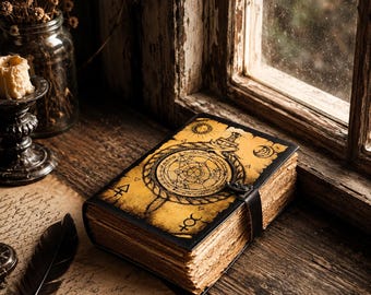 leather journal Alchemy Scroll Ouroboros Journal Circle of Transmutation Book For men women Traveling Sketchboo blank spell book of shadows