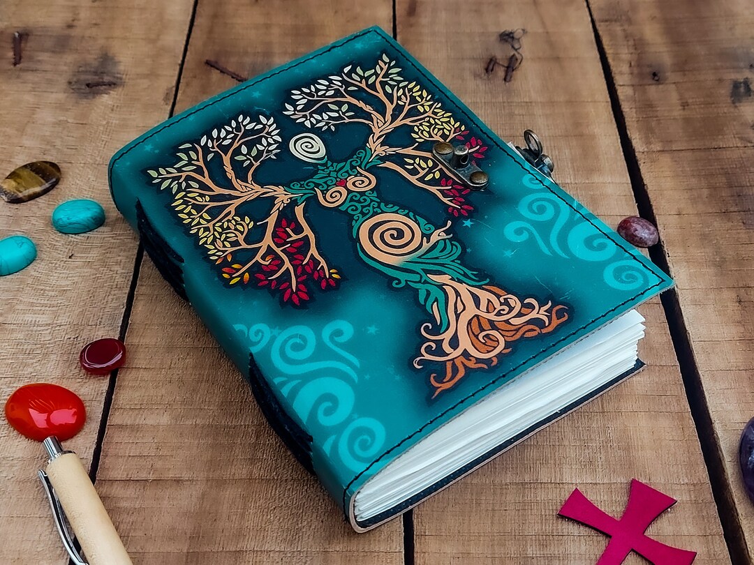 Vintage Leather Journal Tree of Life Mother Earth Book Writing Etsy