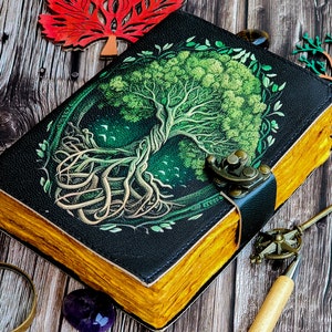 leather Journal Tree of Life - Genuine Leather Notebooks For Women - Beautiful Journal For sketches book Traveling book Blank Spell book 7/5