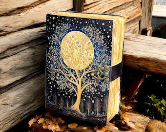 Grimorio de cuero de 400 páginas - Diario del Árbol de la Vida con cuaderno de bocetos de viaje de papel vintage Libro de notas de hechizos Libro de sombras para mujeres Regalo para él