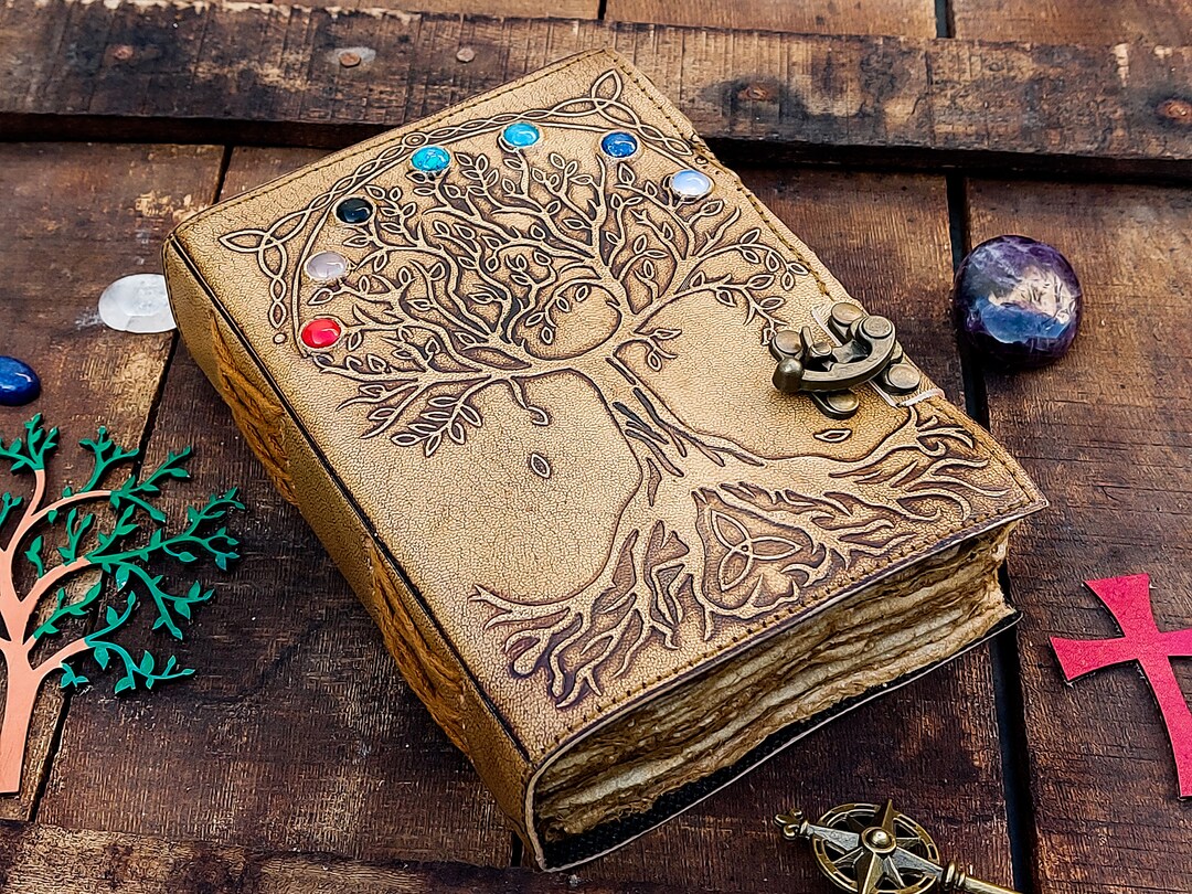 Leather Journal Seven Stone Tree of Life Notebook Blank Sketchbook ...