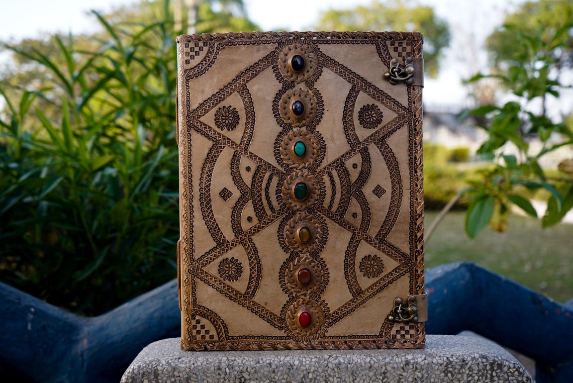 Blank Spell Book of Shadows Journal With Lock Clasp Handmade Leather ...