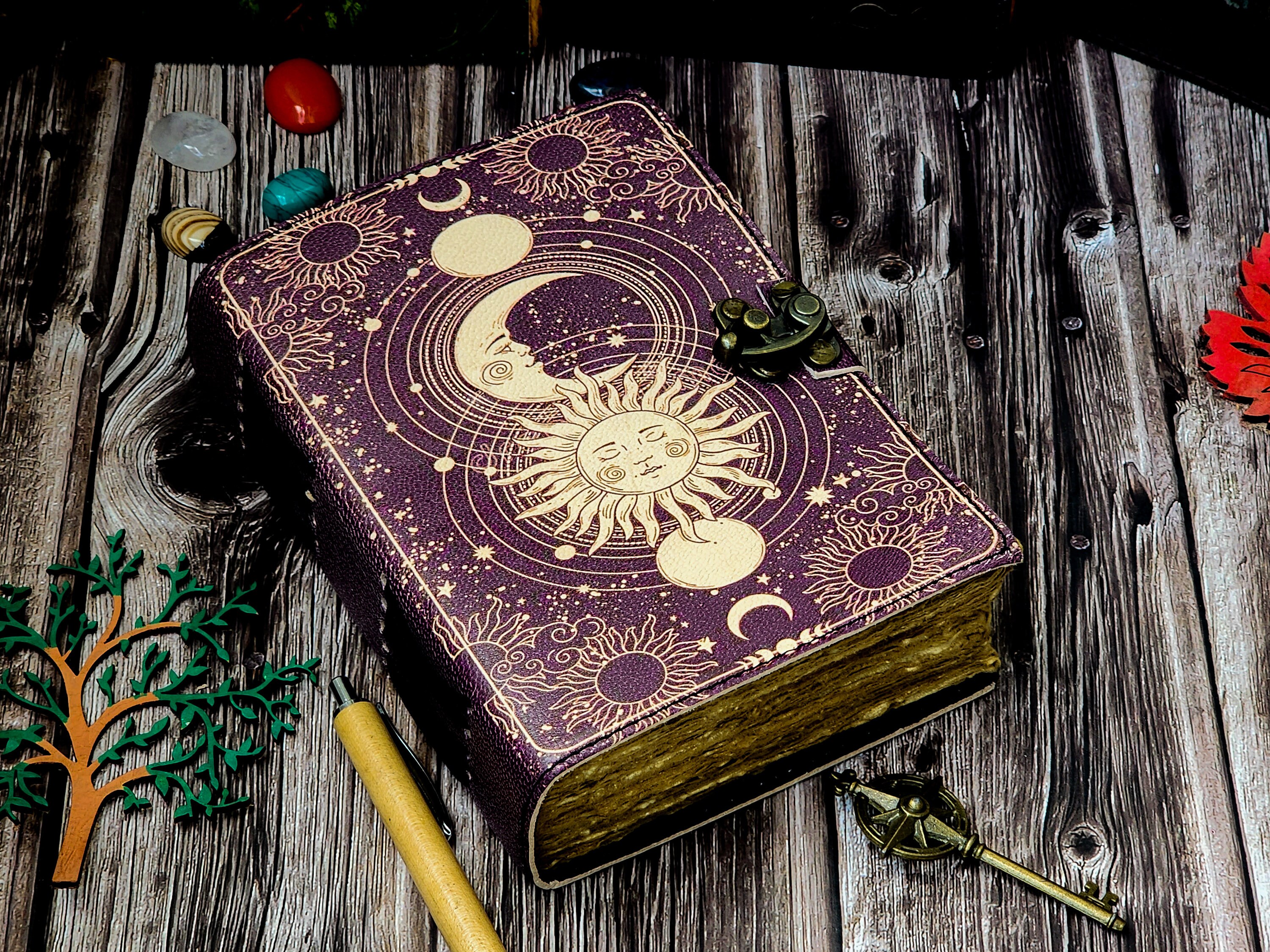 Sun & Moon Handmade Vintage Leather Journal Deckle Edge Paper Blank