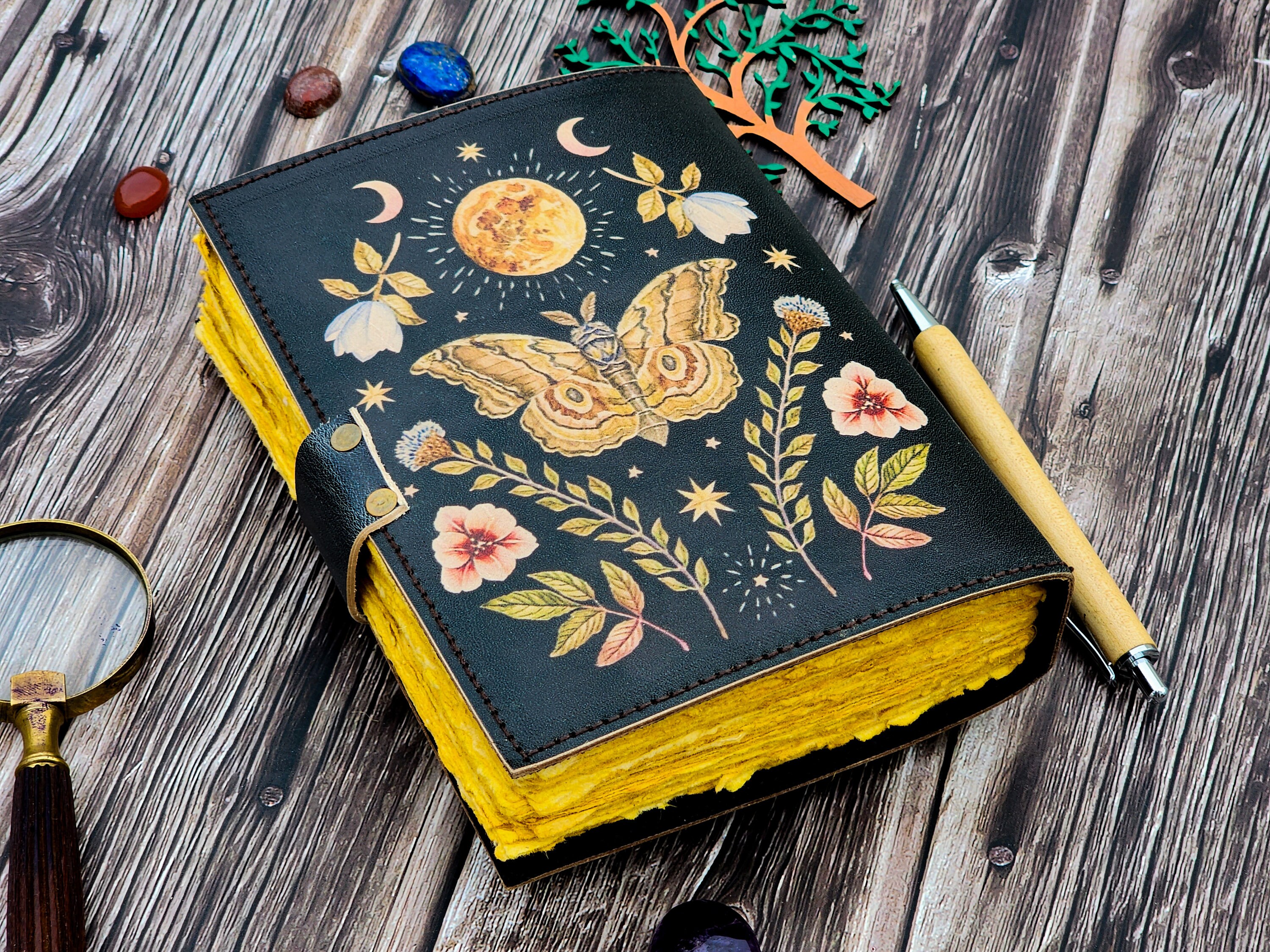 Handmade Leather Butterfly Journal – Vintage Writing Notebook With ...