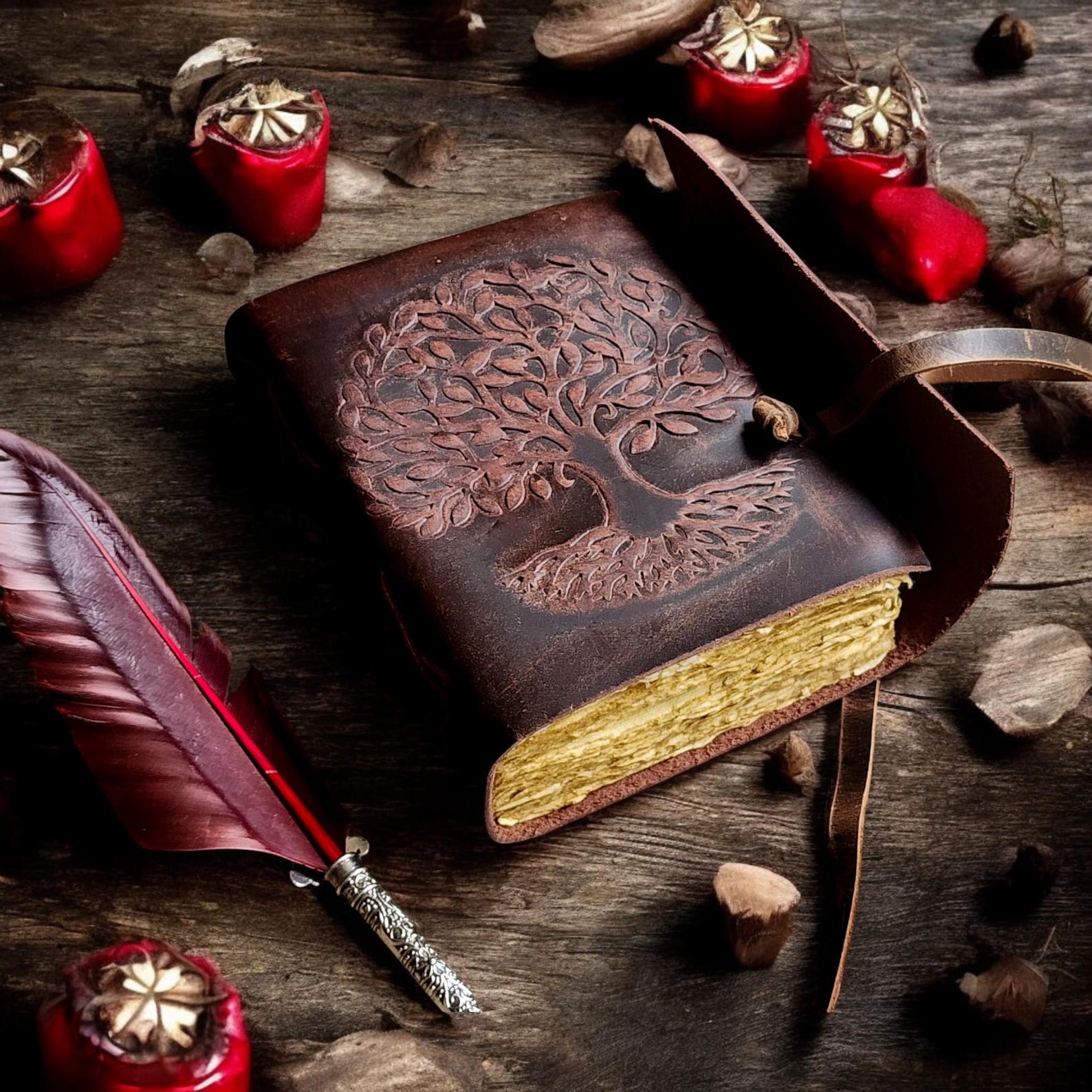 Leather Journal Tree of Life Leather Notebooks for Men Women ...