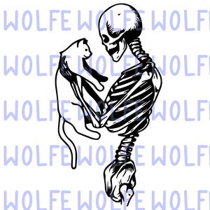 Skelett & Kitty Katze - PNG, SVG und AI Datei Bundle