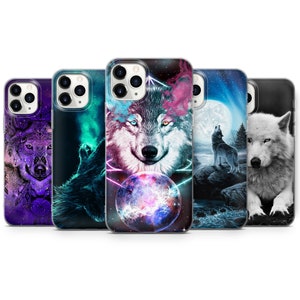 Wolf Spiritual Space Phone Case Cover para iPhone 13, 7, 8, XS, XR, 11PRO y Samsung S7, S8, A6, HUAWEI P20 P30 S90