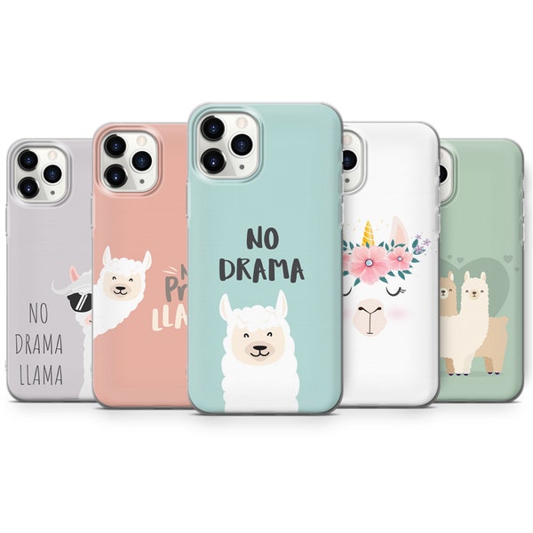 Llama Pastel Design No Drama Llama Funny Chilling Llama Case Cover for iPhone 7, 8, XS, XR, 11PRO & Samsung S7, S8, A6, HUAWEI P20 P30 S24