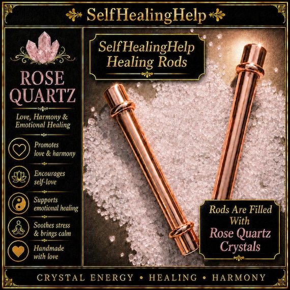 Rose Quartz Crystal Healing Rods – Handmade for Healing, Aura Balancing, Reiki, Meditation, Stress