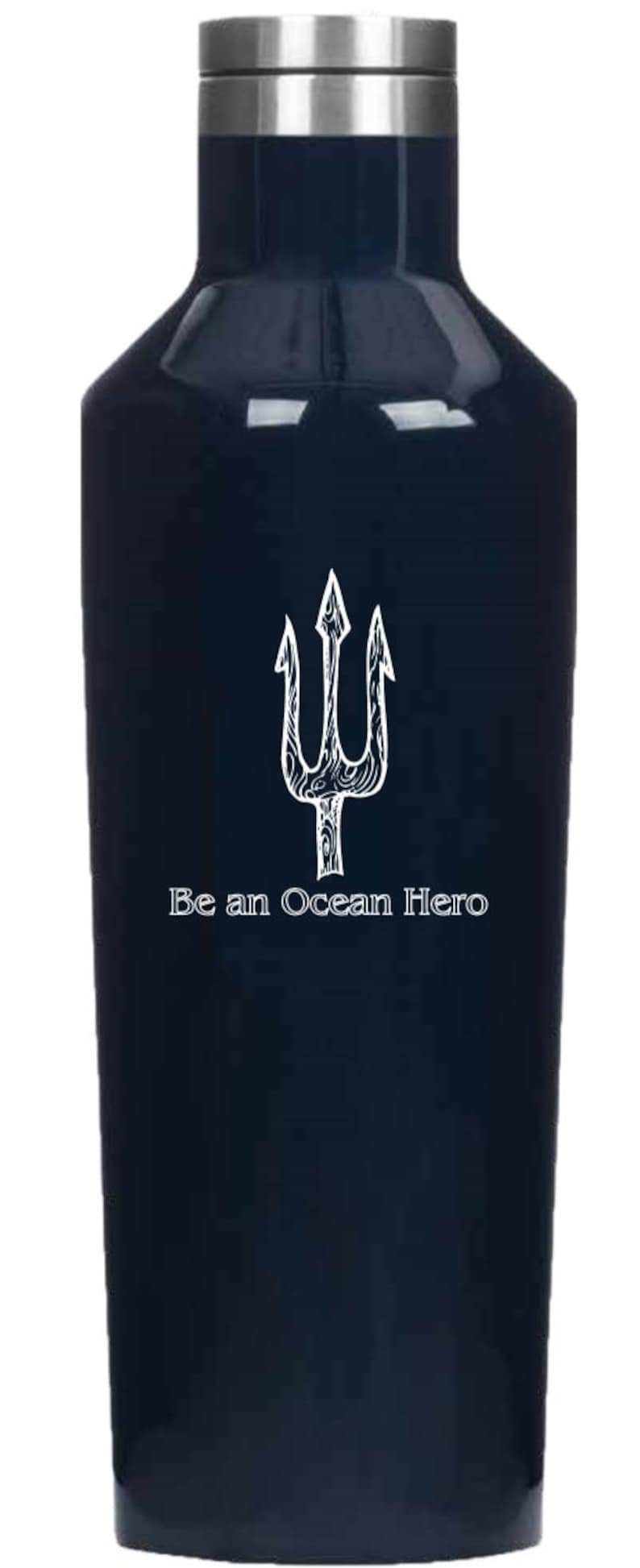 Be an Ocean Hero Corkcicle Canteen Water Bottle in Navy & White Etsy