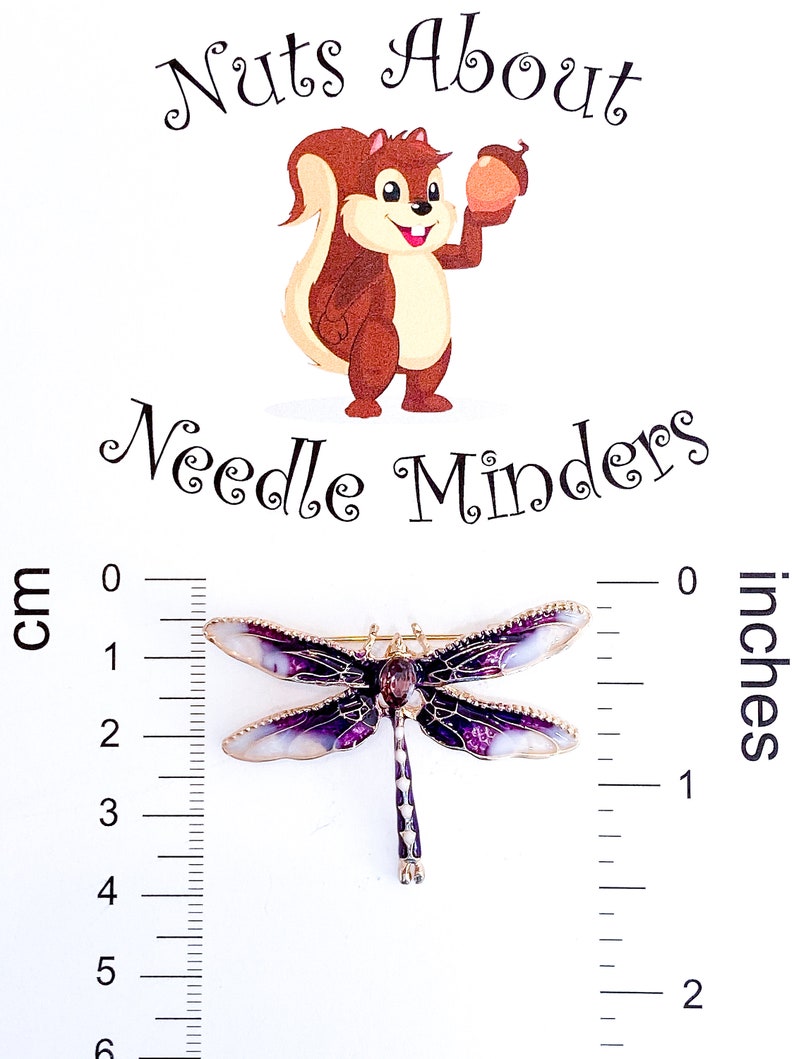 when its gone its gone Upcycled purple dragonfly broach needle minder