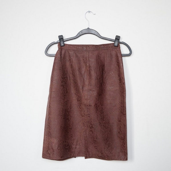 Vintage Nathaniel High Waisted Brown Leather Animal Print Pencil Skirt Size 4