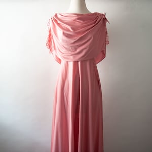 Vintage 1970s Handmade Grecian Floor Length Gown Prom Bridesmaid Dress 25&quot; Waist